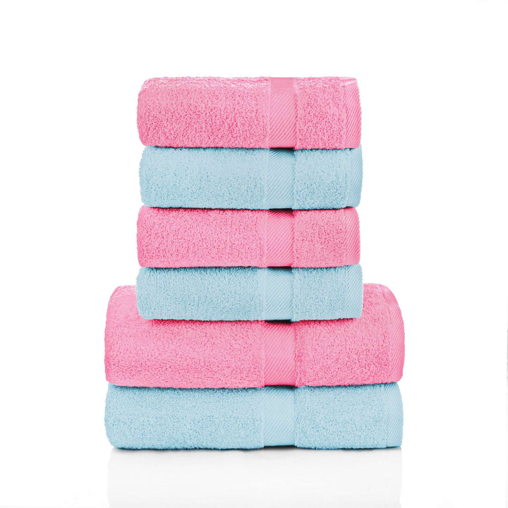 6 tlg. Dusch und Handtuch #farbe_hellblau---rosa