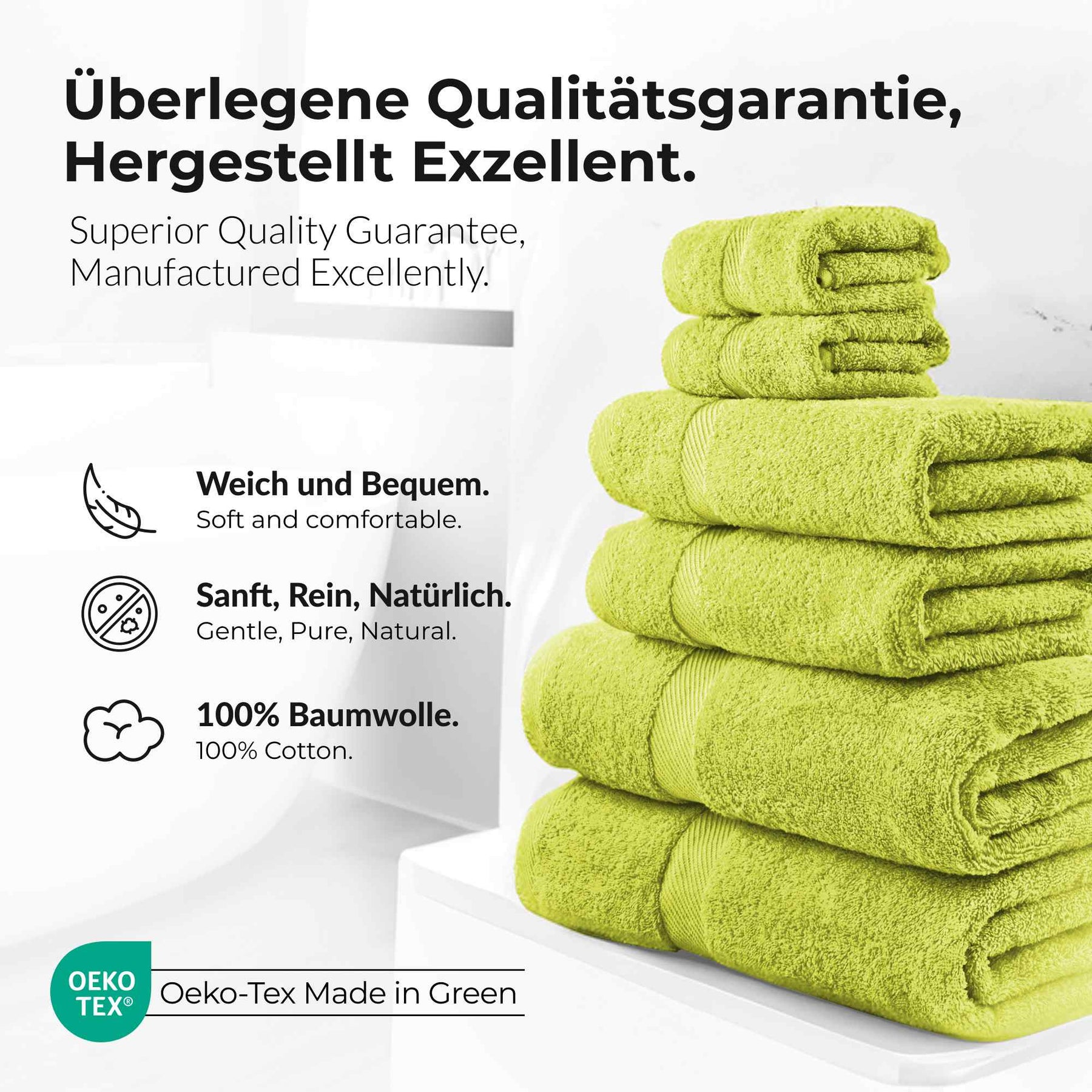 etérea Carli 6-teiliges Handtuchset II Eco Lime - fix und fertig