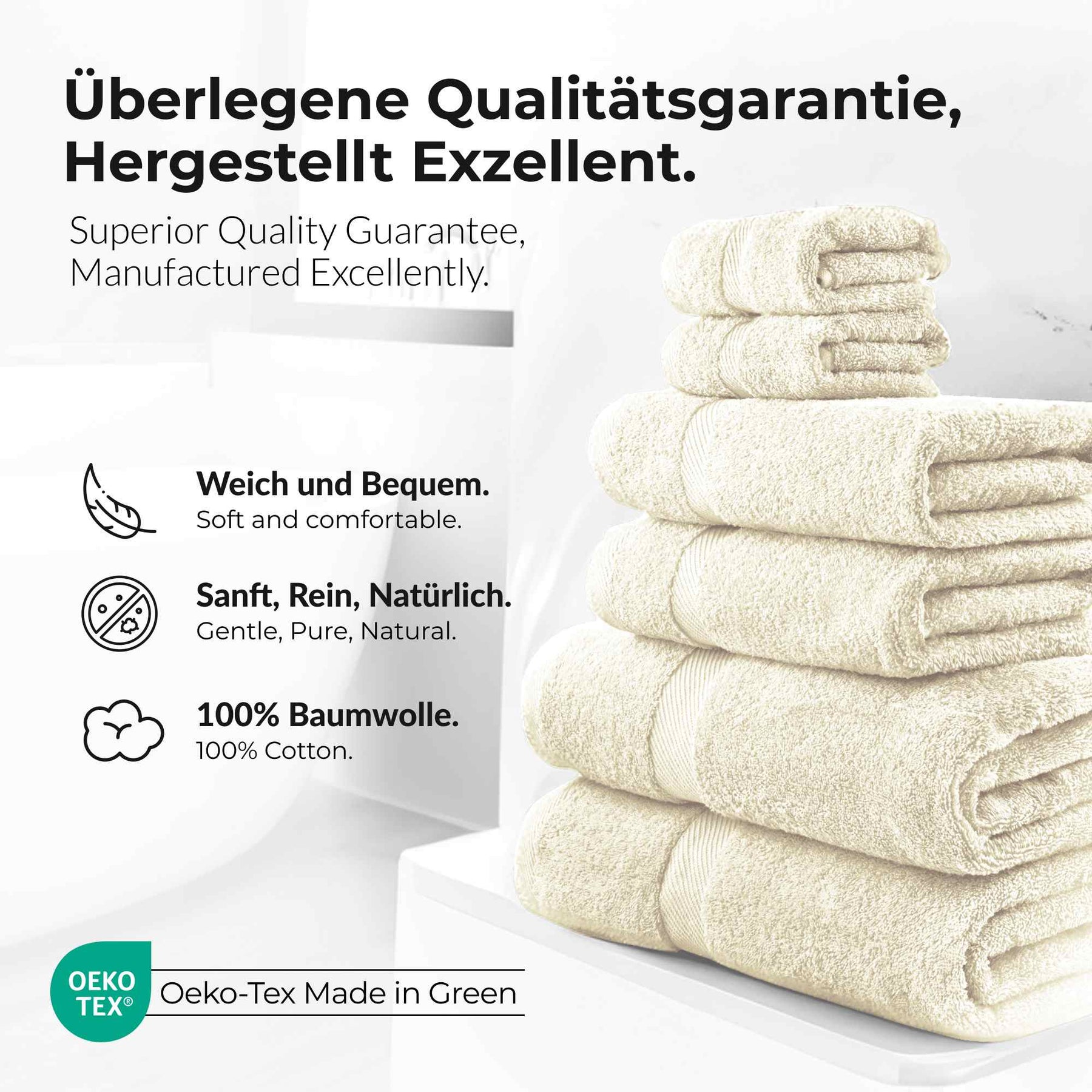 etérea Carli 6-teiliges Handtuchset II Eco Nature - Taupe - fix und fertig