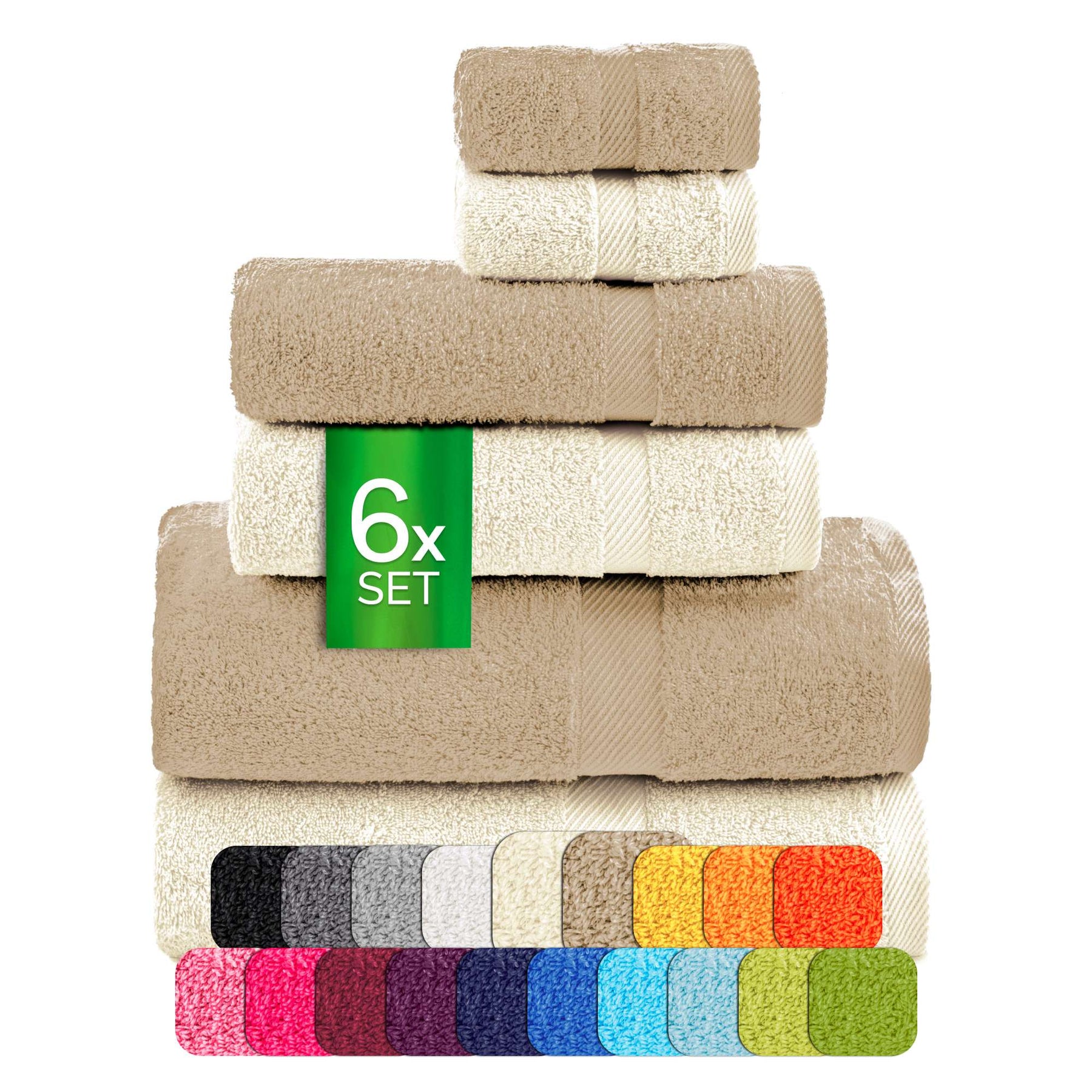etérea Carli 6-teiliges Handtuchset II Eco Nature - Taupe - fix und fertig