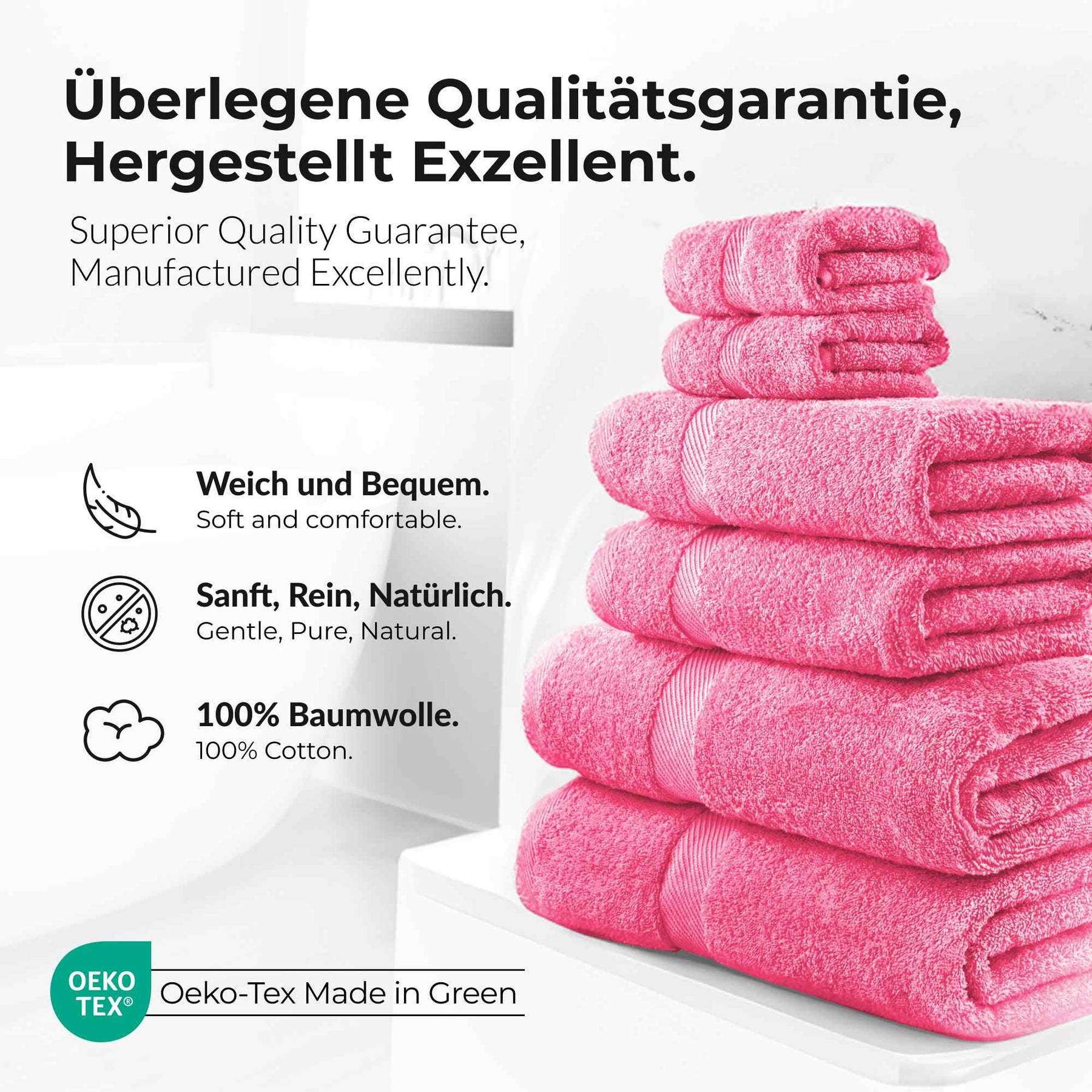 etérea Carli 6-teiliges Handtuchset II Eco Rosa - fix und fertig