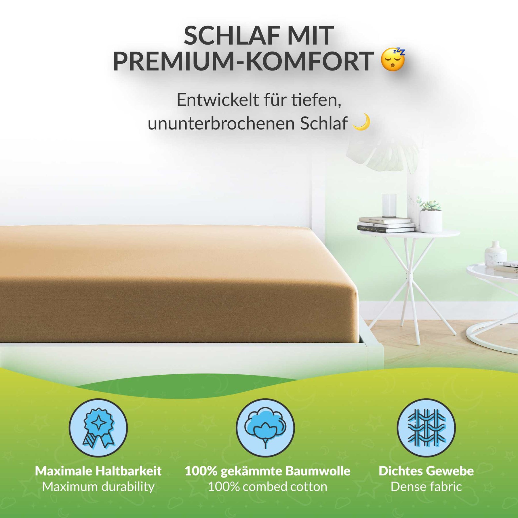 etérea Extra Jersey Spannbettlaken Beige 140x200 - 160x220 cm