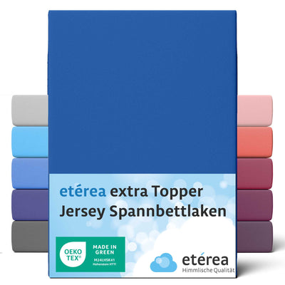 etérea Extra Jersey Topper Spannbettlaken #farbe_blau