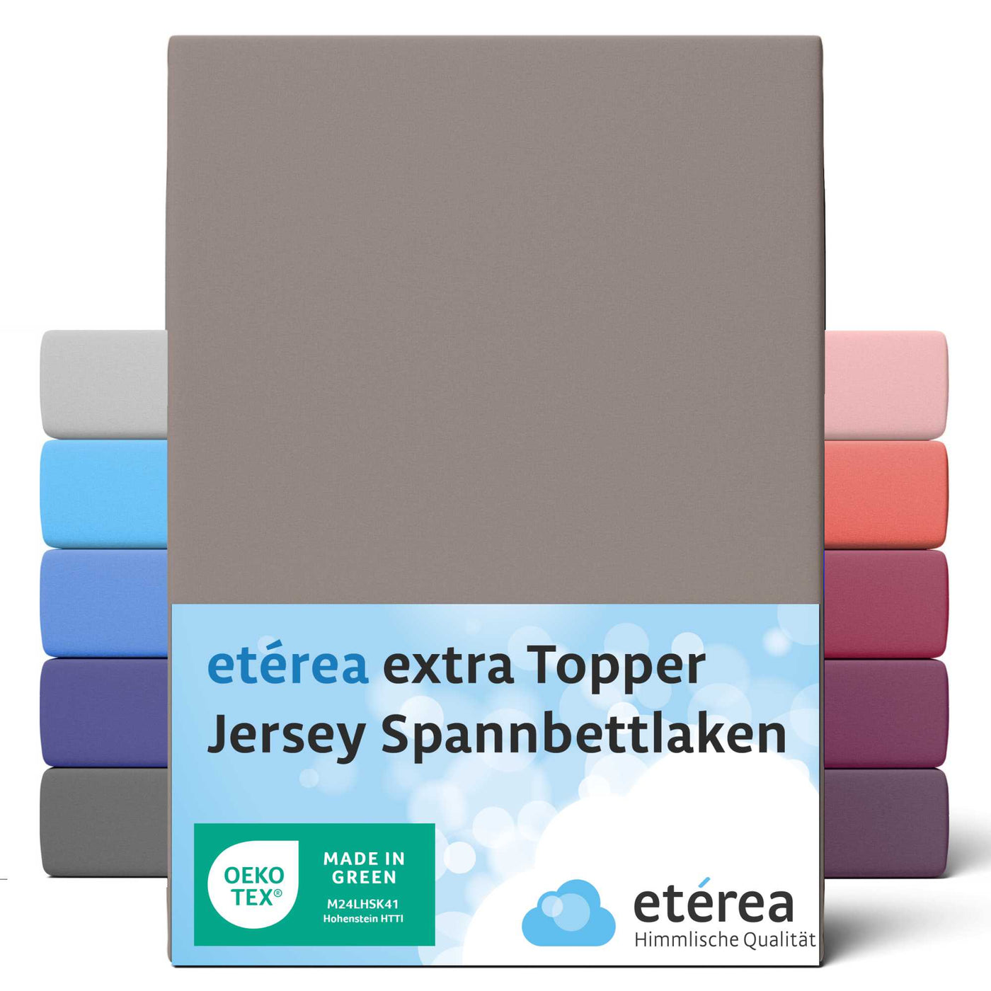 etérea Extra Jersey Topper Spannbettlaken #farbe_mokka