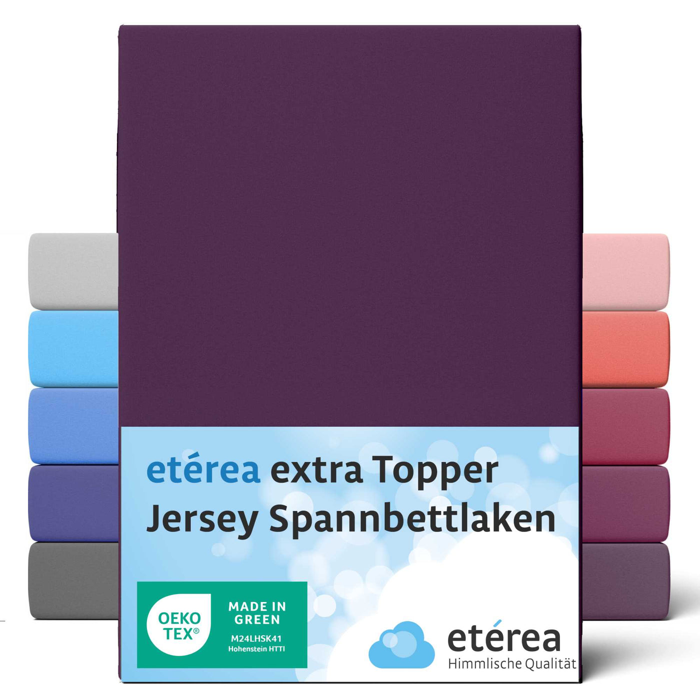 etérea Extra Jersey Topper Spannbettlaken #farbe_pflaume