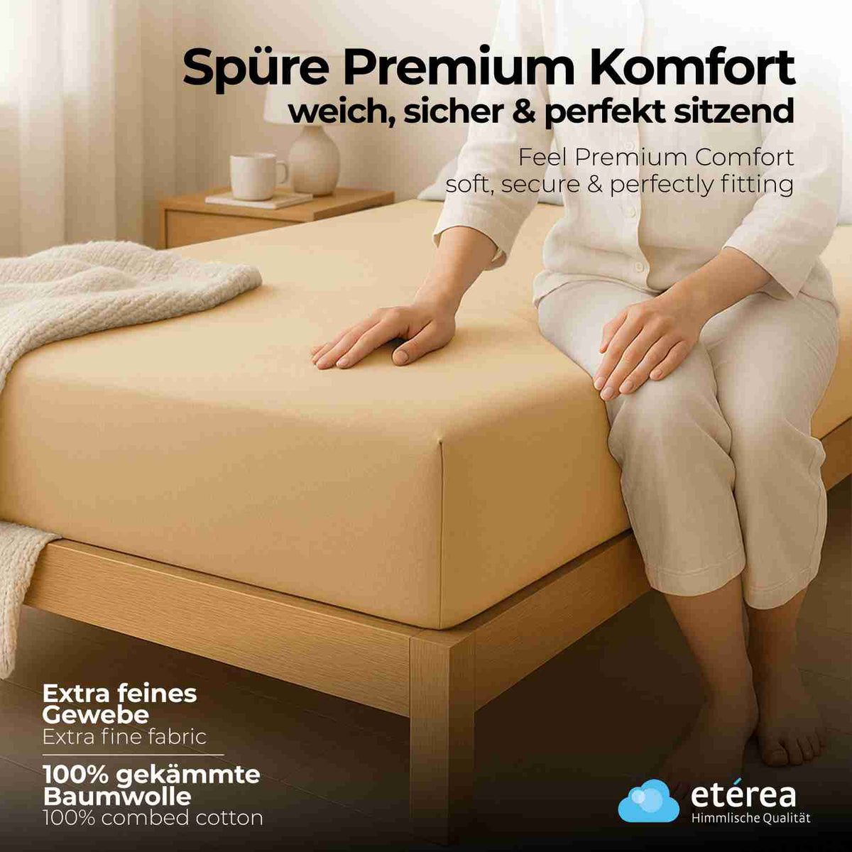 etérea Extra Jersey Spannbettlaken Beige 140x200 - 160x220 cm