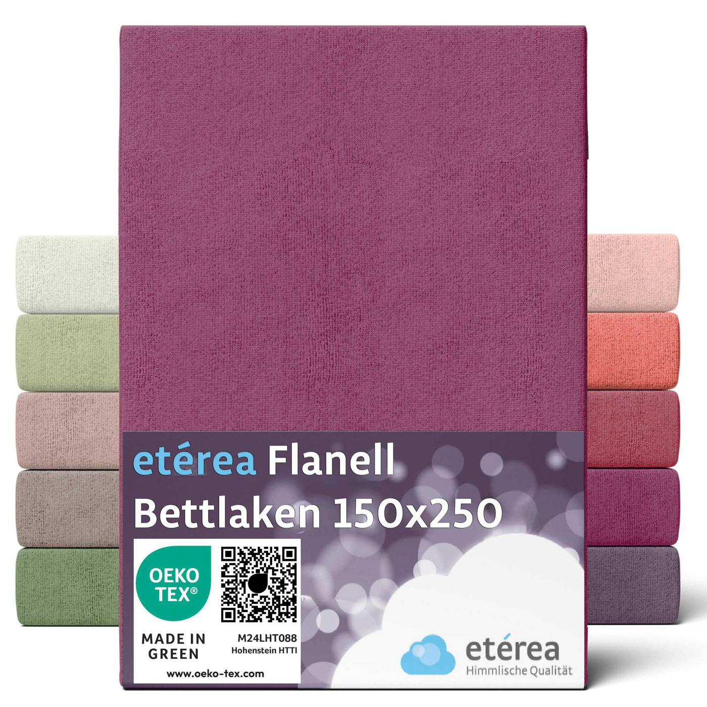 etérea Flanell Spannbettlaken 150x250 cm #farbe_bordeaux