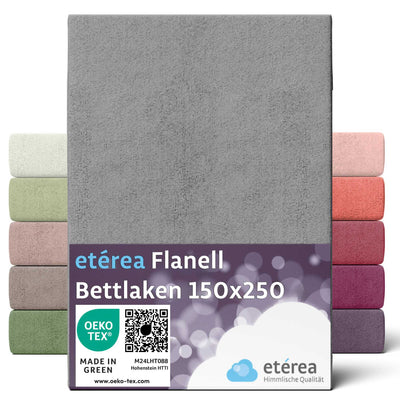 etérea Flanell Spannbettlaken 150x250 cm #farbe_grau