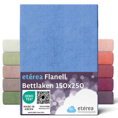 etérea Flanell Spannbettlaken 150x250 cm #farbe_hellblau