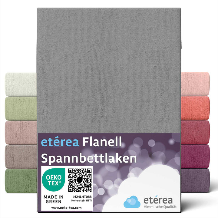 etérea Flanell Spannbettlaken Grau 180x200 - #farbe_grau