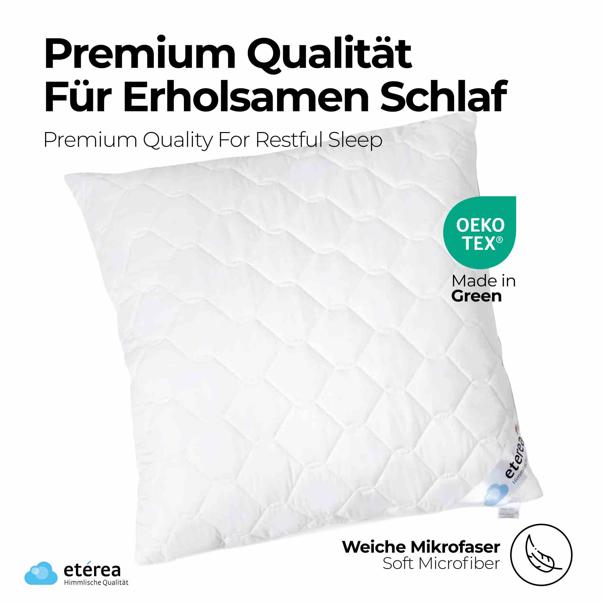 etérea Frieda Kopfkissen Microsatin Komfort 2er Set mit Reißverschluss 80x80 cm
