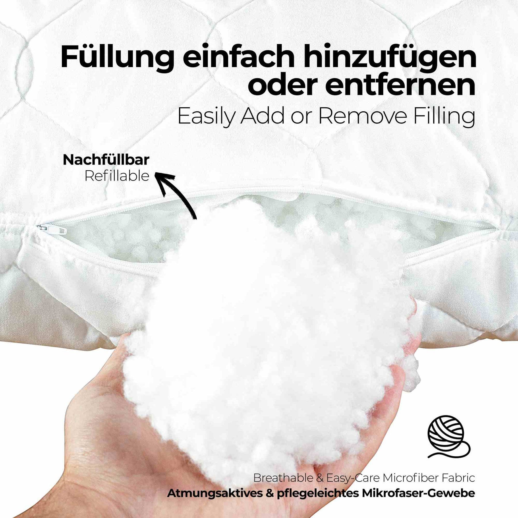 etérea Microfaser Kopfkissen Frieda Komfort mit Reißverschluss 50x70 cm