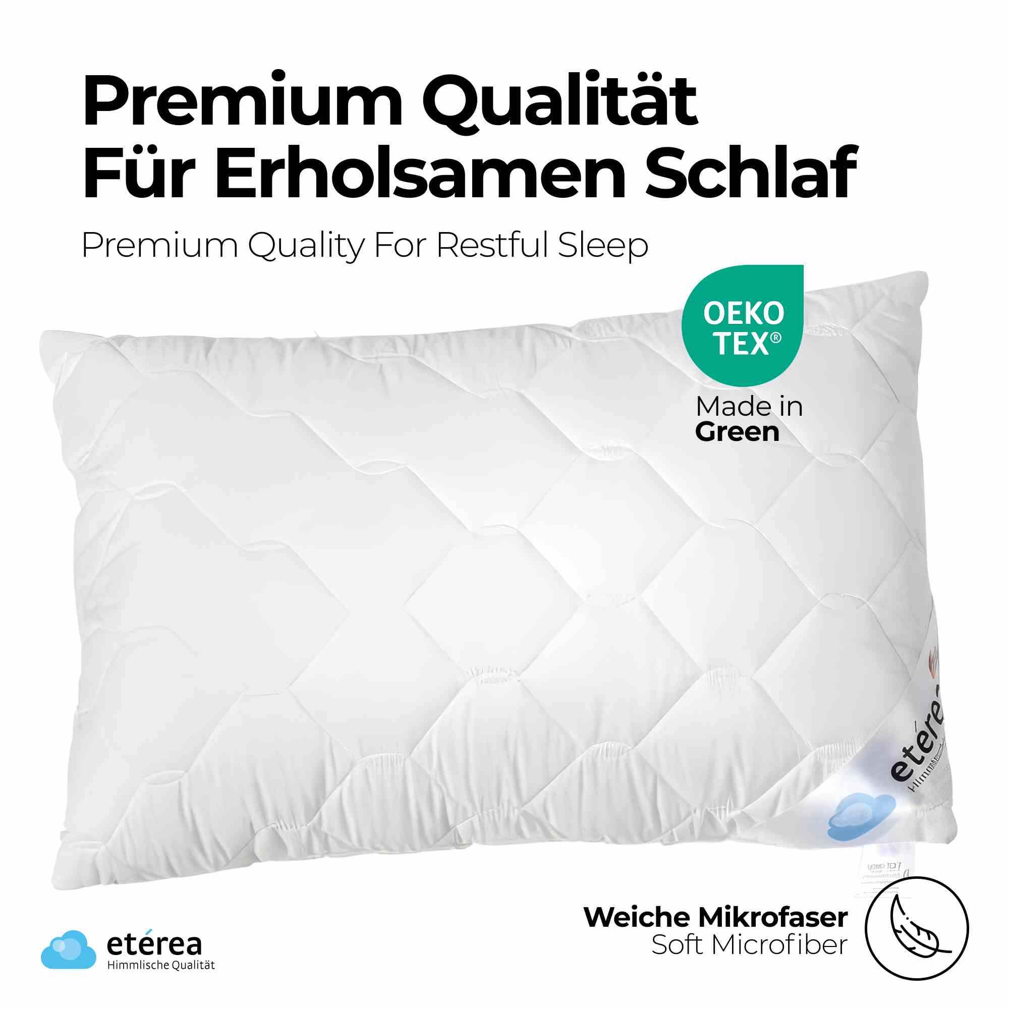 etérea Frieda Kopfkissen Microsatin Komfort mit Reißverschluss 40x80 cm