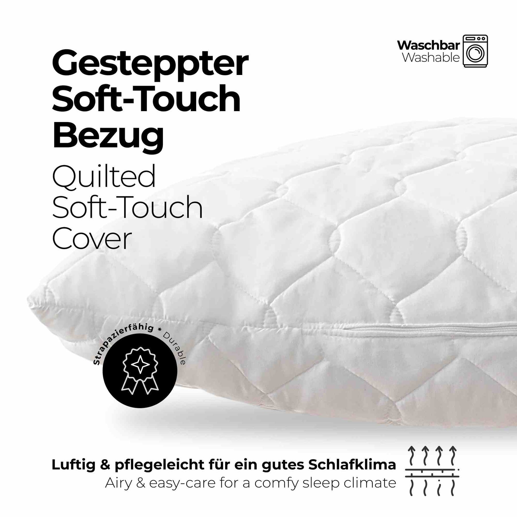 etérea Microfaser Kopfkissen Frieda Komfort mit Reißverschluss 50x70 cm