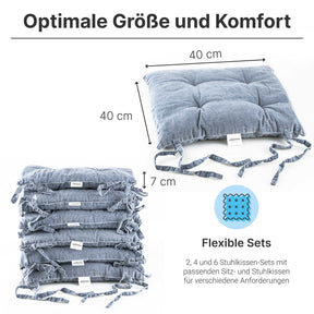 etérea Stuhlkissen Sitzkisten Denim-Optik Hilda 40x40 cm