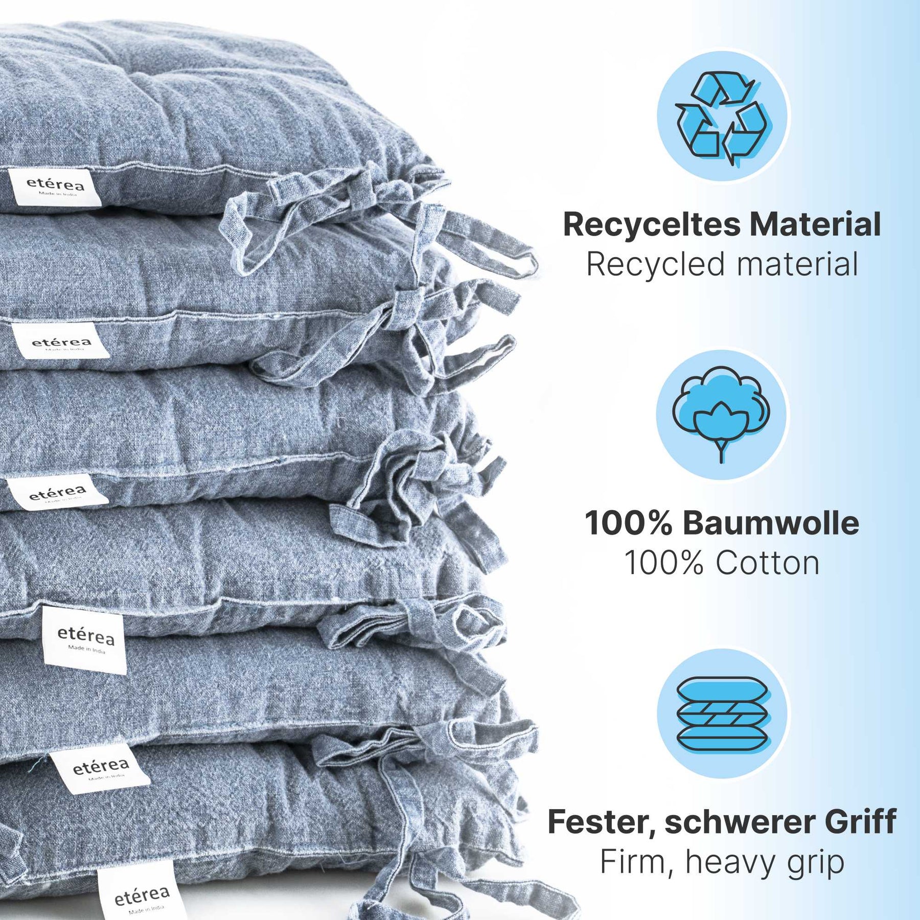 etérea Stuhlkissen Sitzkisten Denim-Optik Hilda 40x40 cm