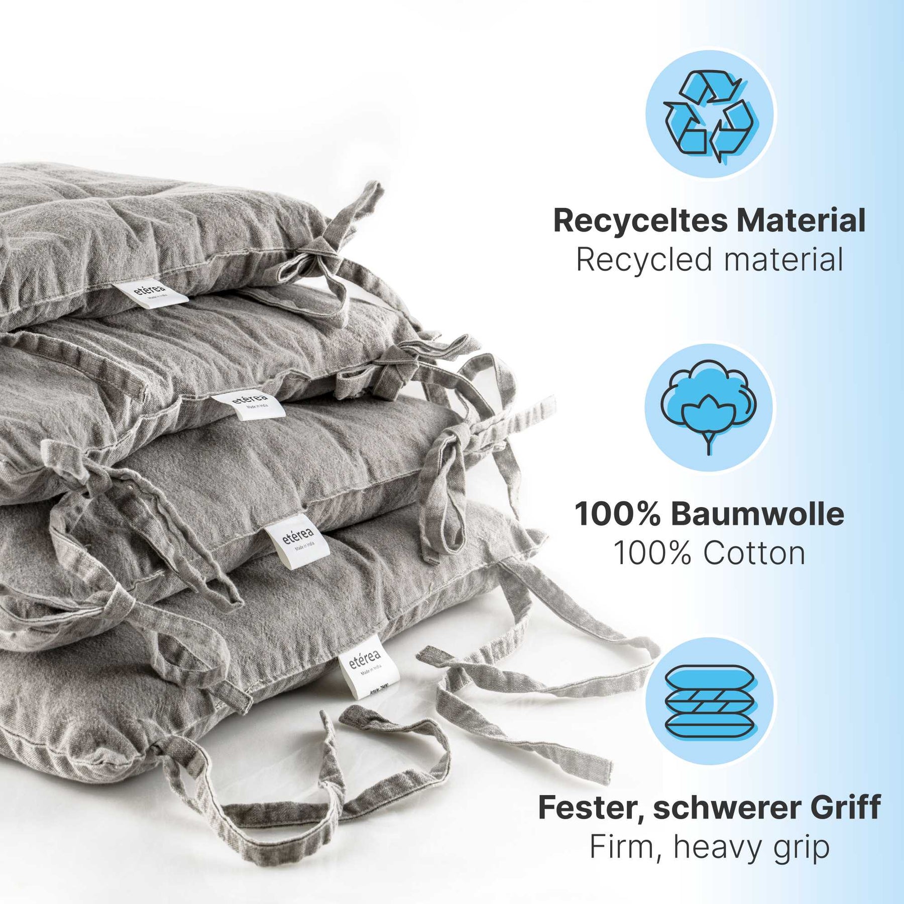 etérea Stuhlkissen Sitzkisten Denim-Optik Hilda 40x40 cm