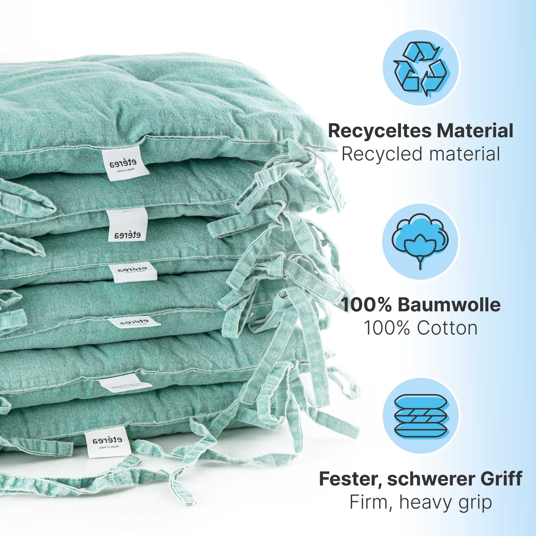 etérea Stuhlkissen Sitzkisten Denim-Optik Hilda 40x40 cm