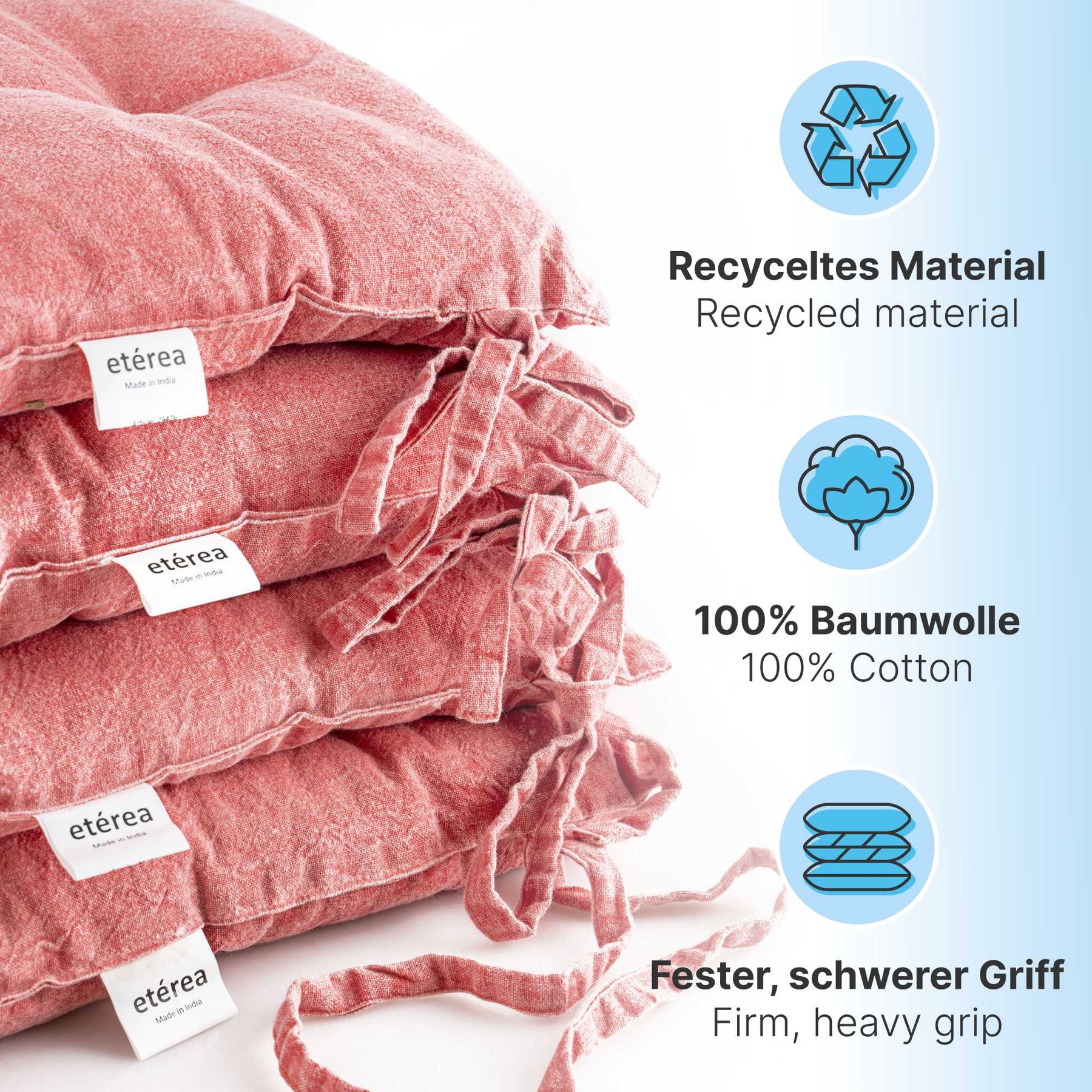 etérea Stuhlkissen Sitzkisten Denim-Optik Hilda 40x40 cm