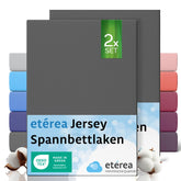 etérea 2 Stück Comfort Jersey Spannbettlaken 200x220 cm