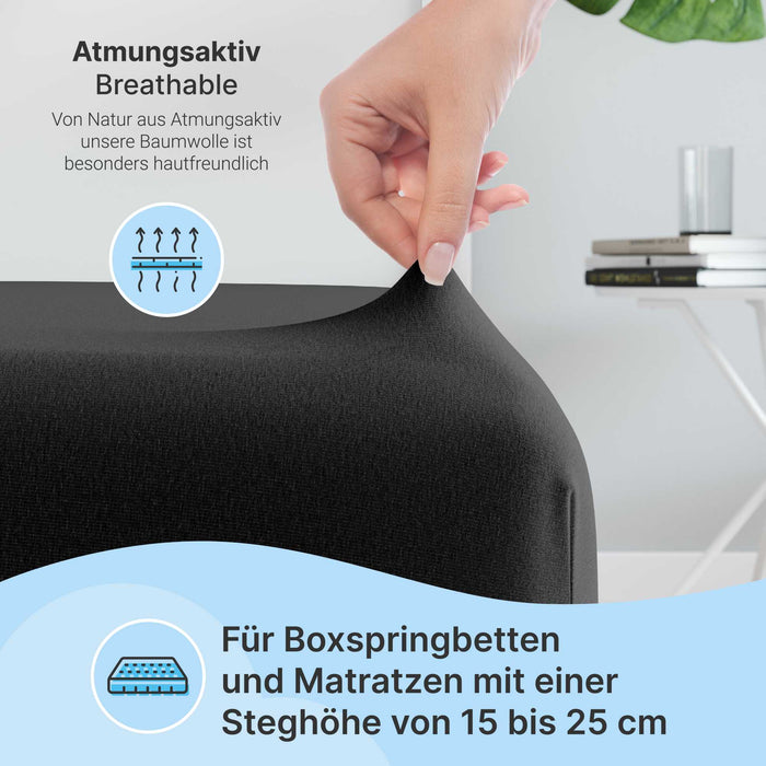 etérea Comfort Jersey Kinder Spannbettlaken #farbe_schwarz