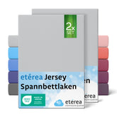 etérea 2 Stück Comfort Jersey Spannbettlaken 90x200 - 200x200 cm