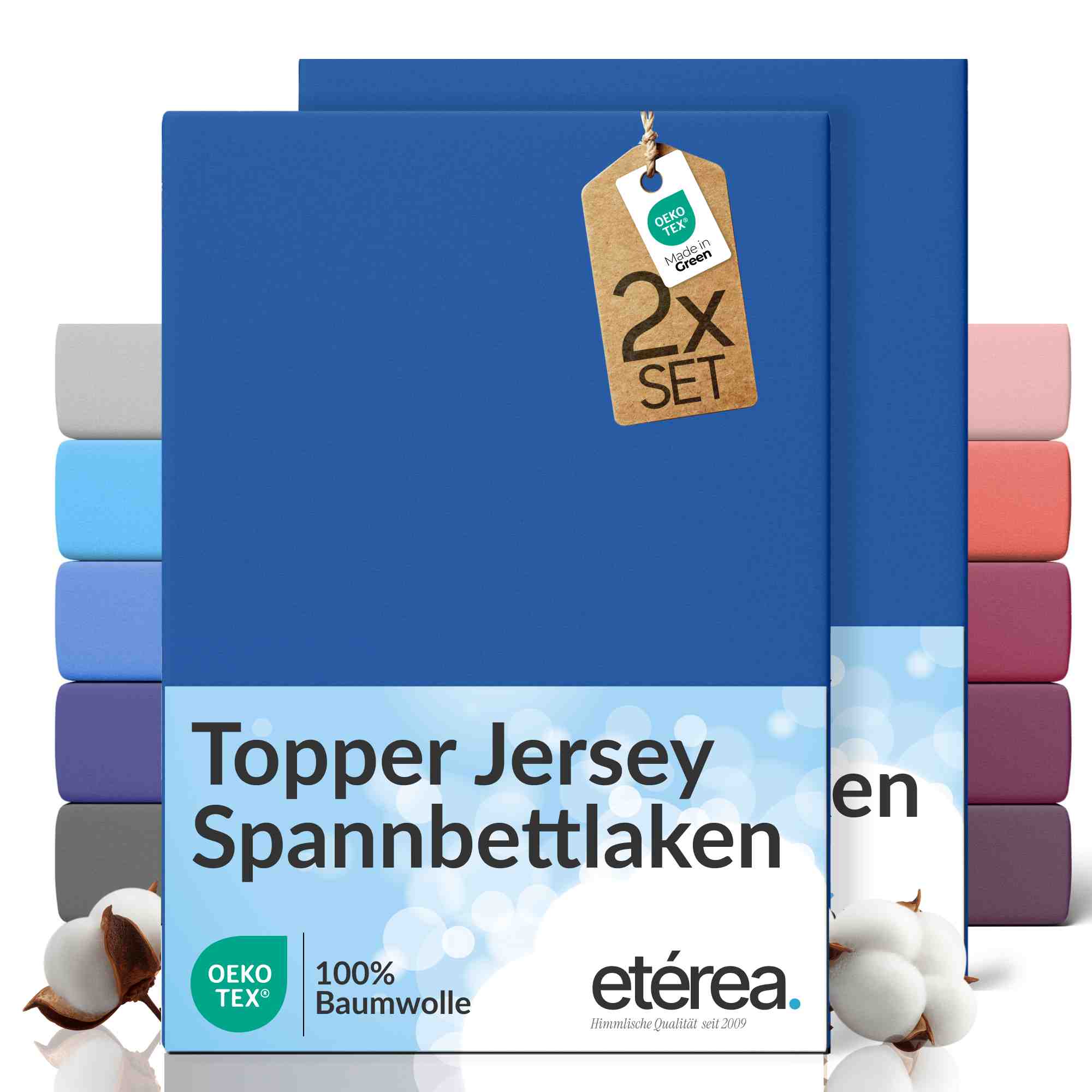 etérea 2 Stück Comfort Jersey Topper Spannbettlaken
