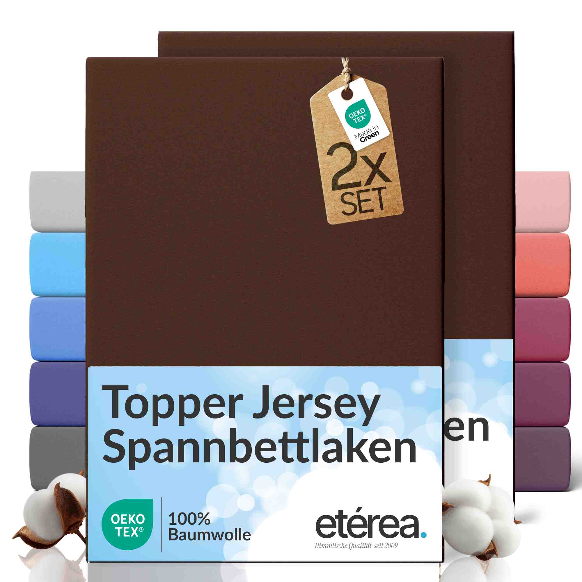 etérea 2 Stück Comfort Jersey Topper Spannbettlaken