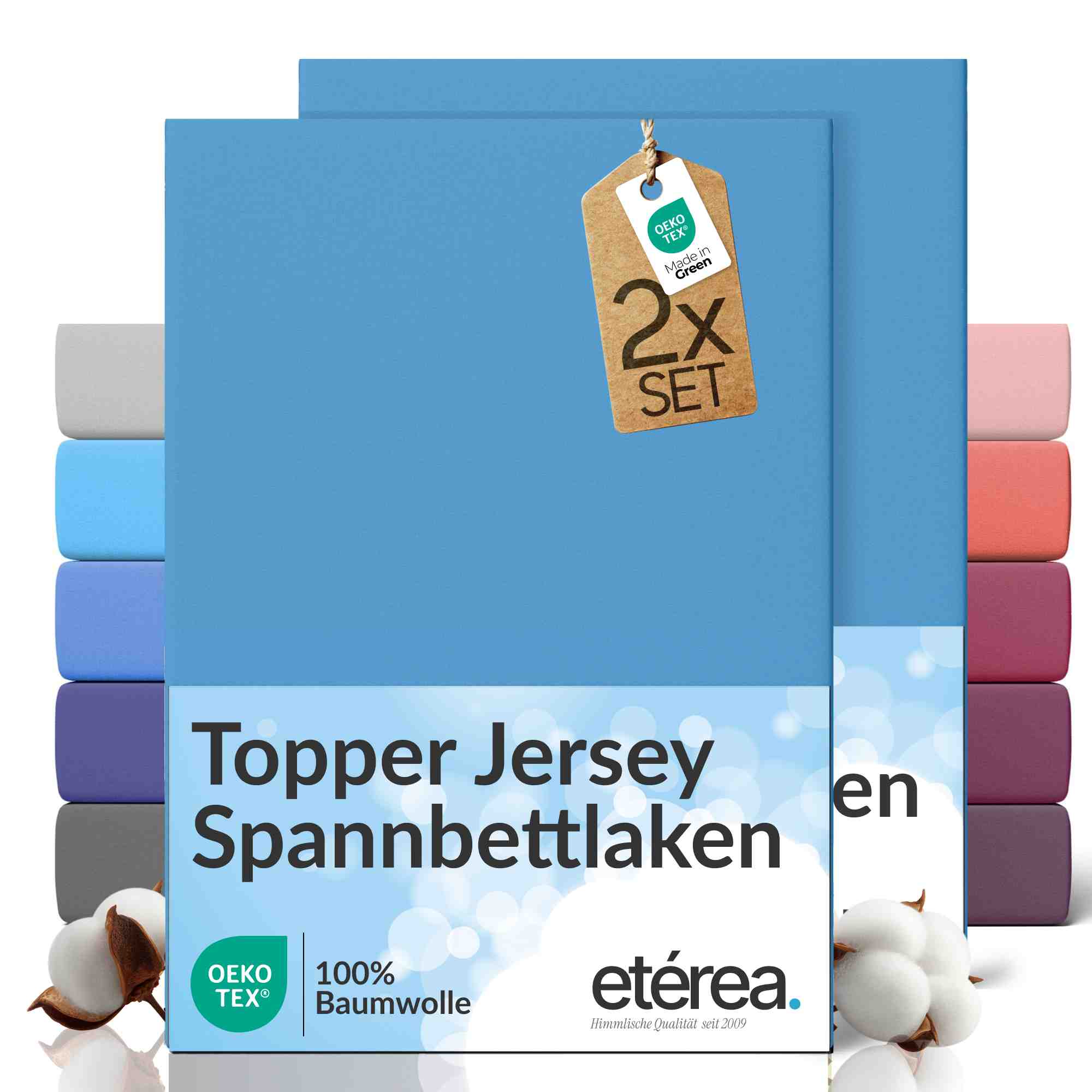 etérea 2 Stück Comfort Jersey Topper Spannbettlaken