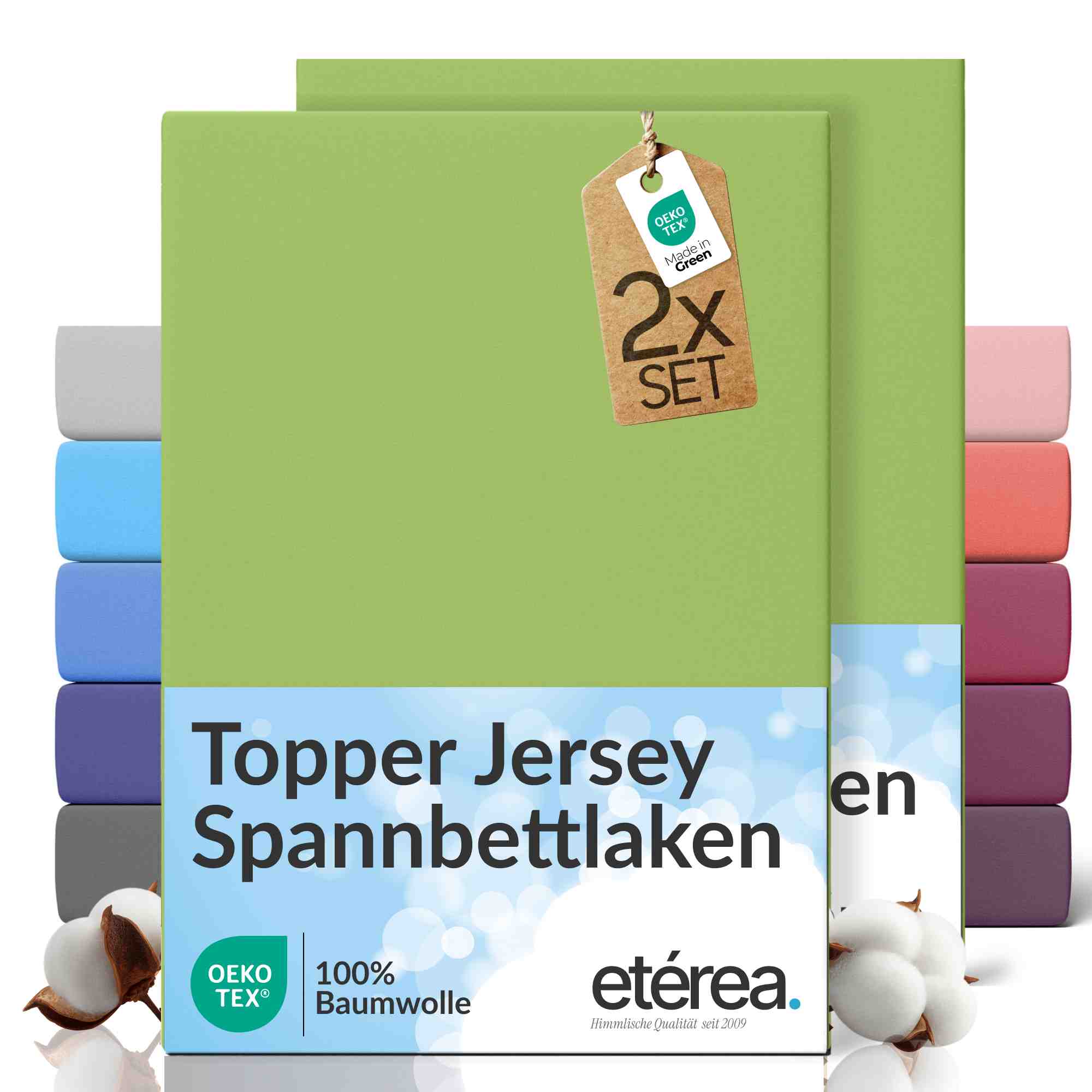 etérea 2 Stück Comfort Jersey Topper Spannbettlaken