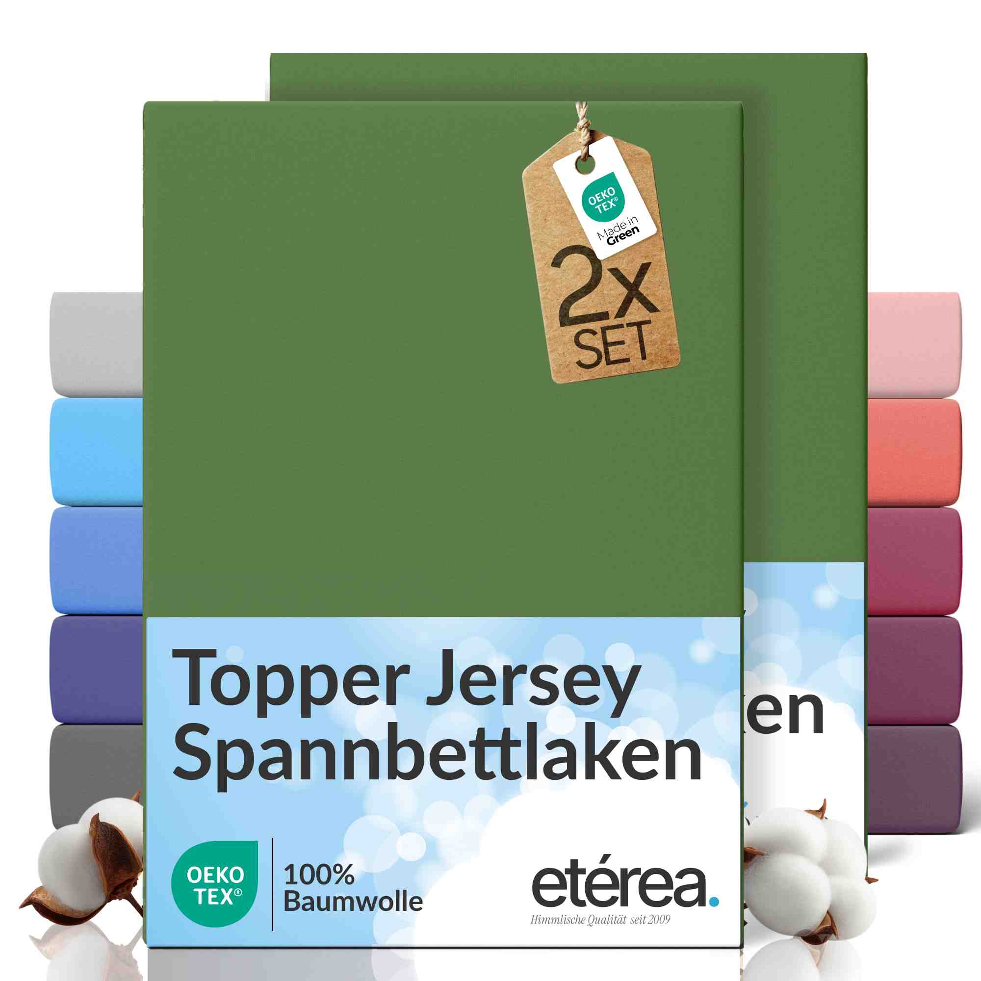 etérea 2 Stück Comfort Jersey Topper Spannbettlaken