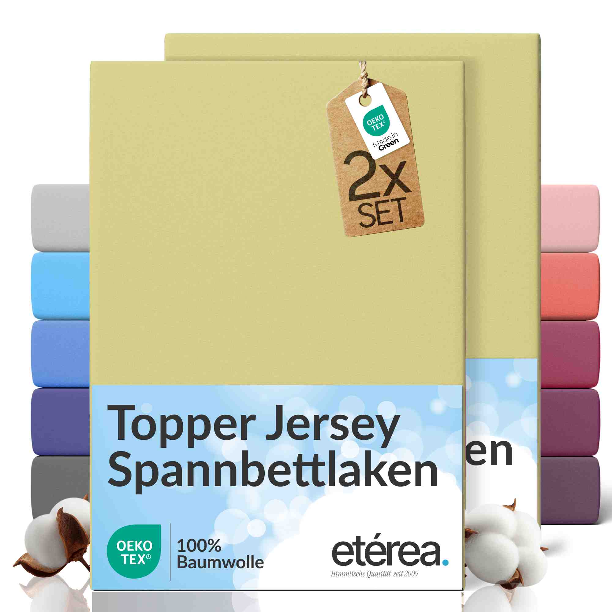 etérea 2 Stück Comfort Jersey Topper Spannbettlaken