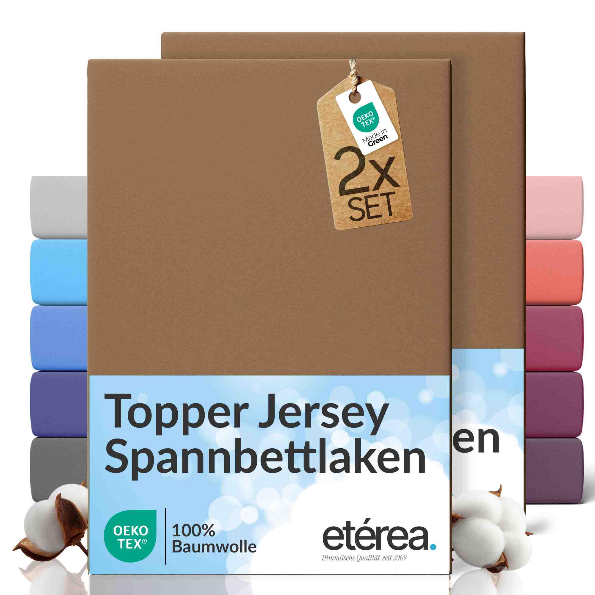 etérea 2 Stück Comfort Jersey Topper Spannbettlaken