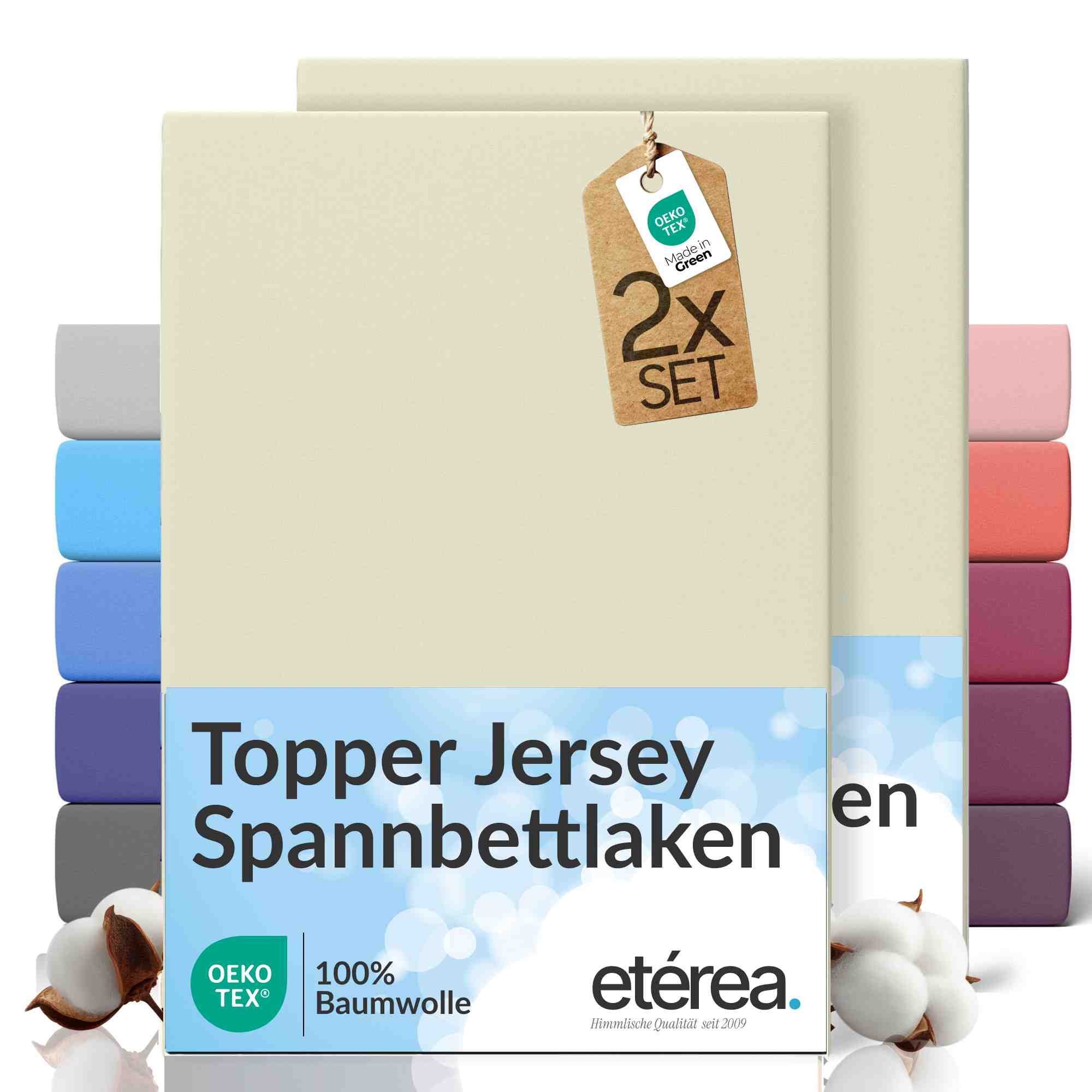 etérea 2 Stück Comfort Jersey Topper Spannbettlaken