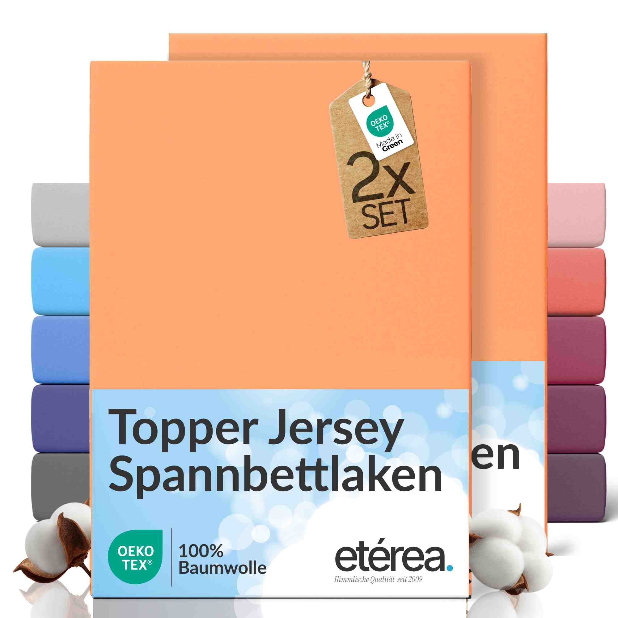 etérea 2 Stück Comfort Jersey Topper Spannbettlaken
