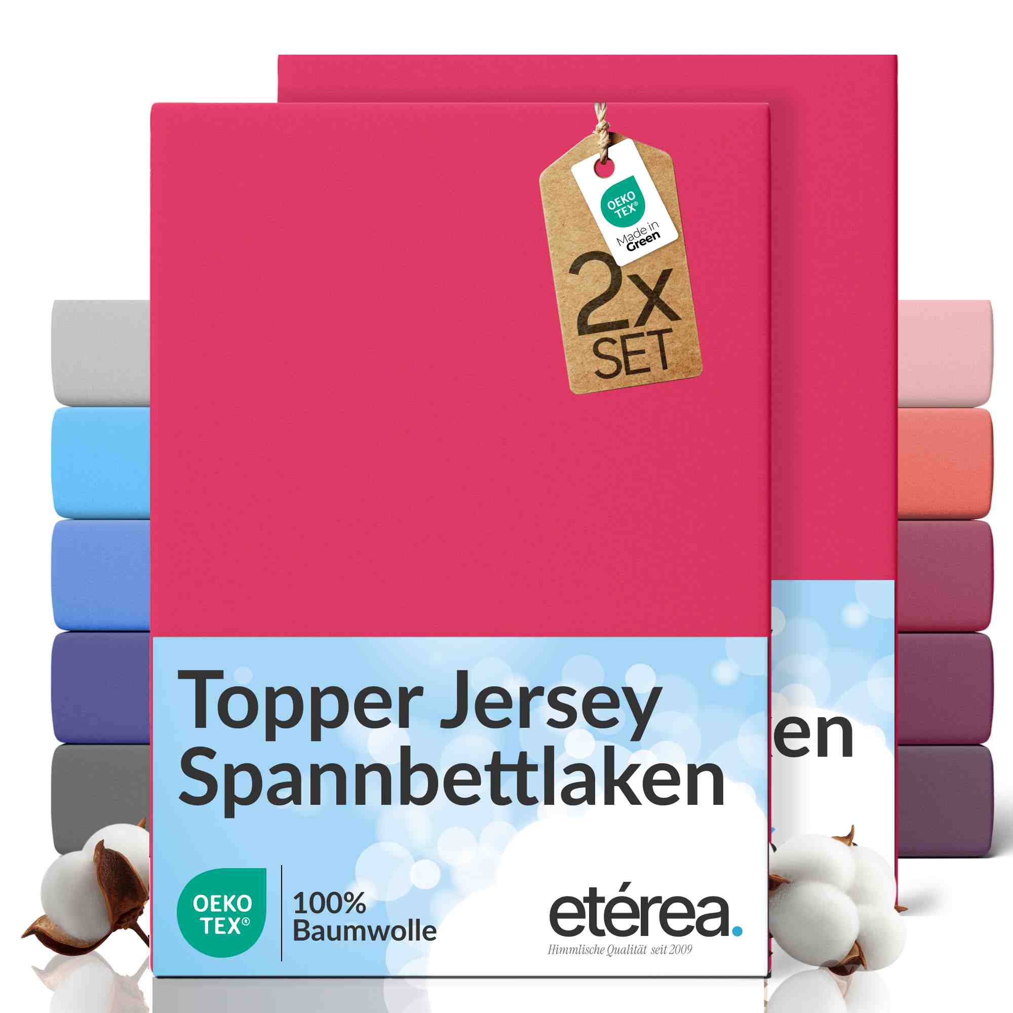 etérea 2 Stück Comfort Jersey Topper Spannbettlaken