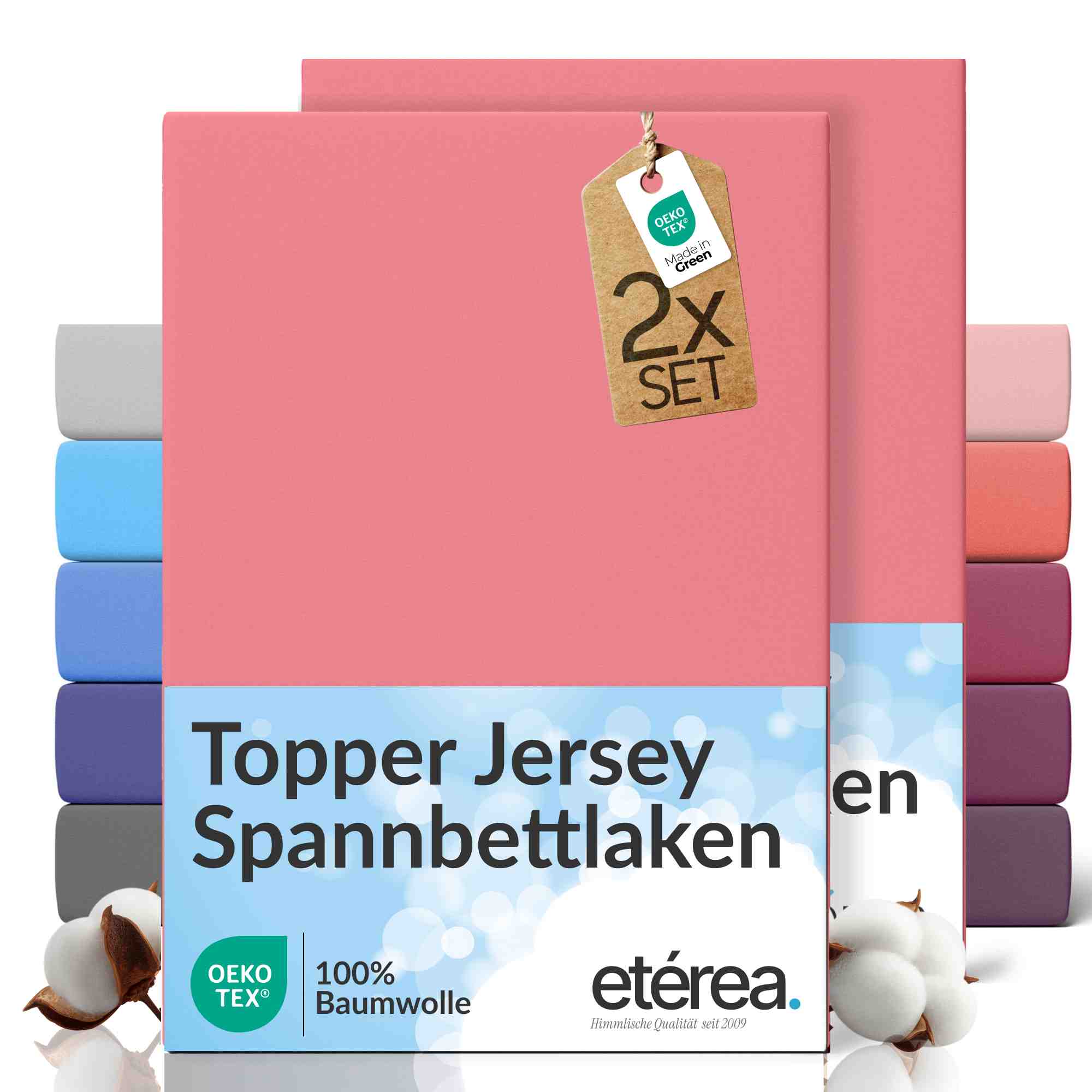 etérea 2 Stück Comfort Jersey Topper Spannbettlaken