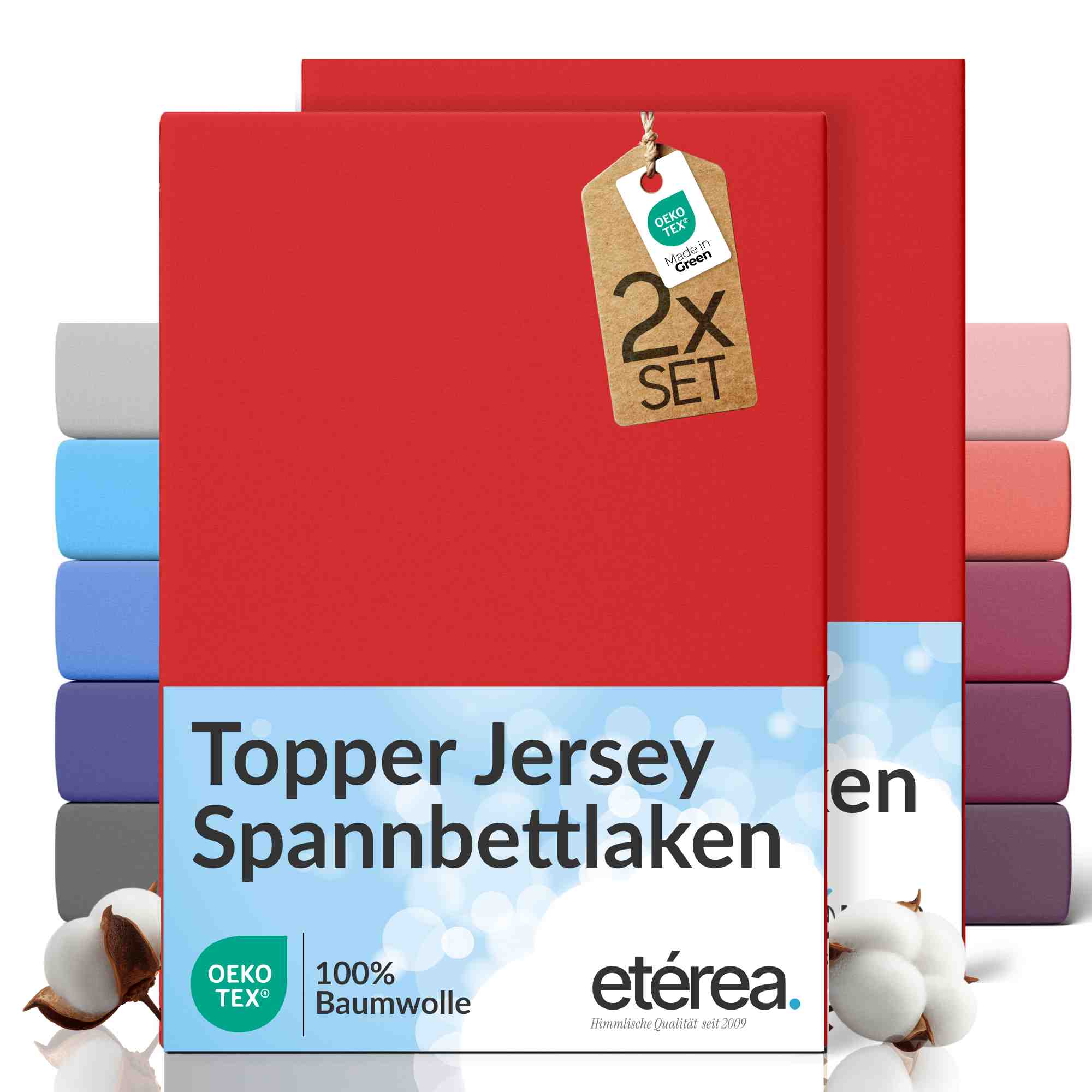etérea 2 Stück Comfort Jersey Topper Spannbettlaken