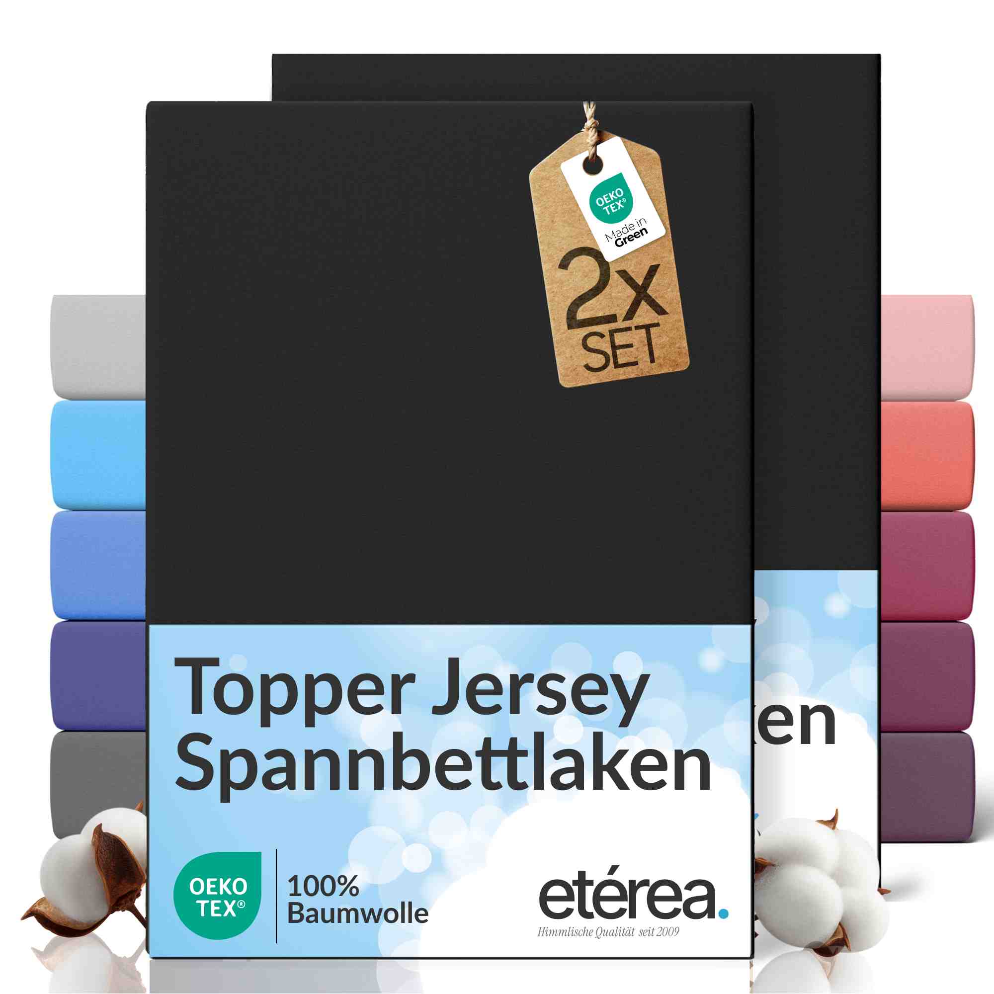 etérea 2 Stück Comfort Jersey Topper Spannbettlaken