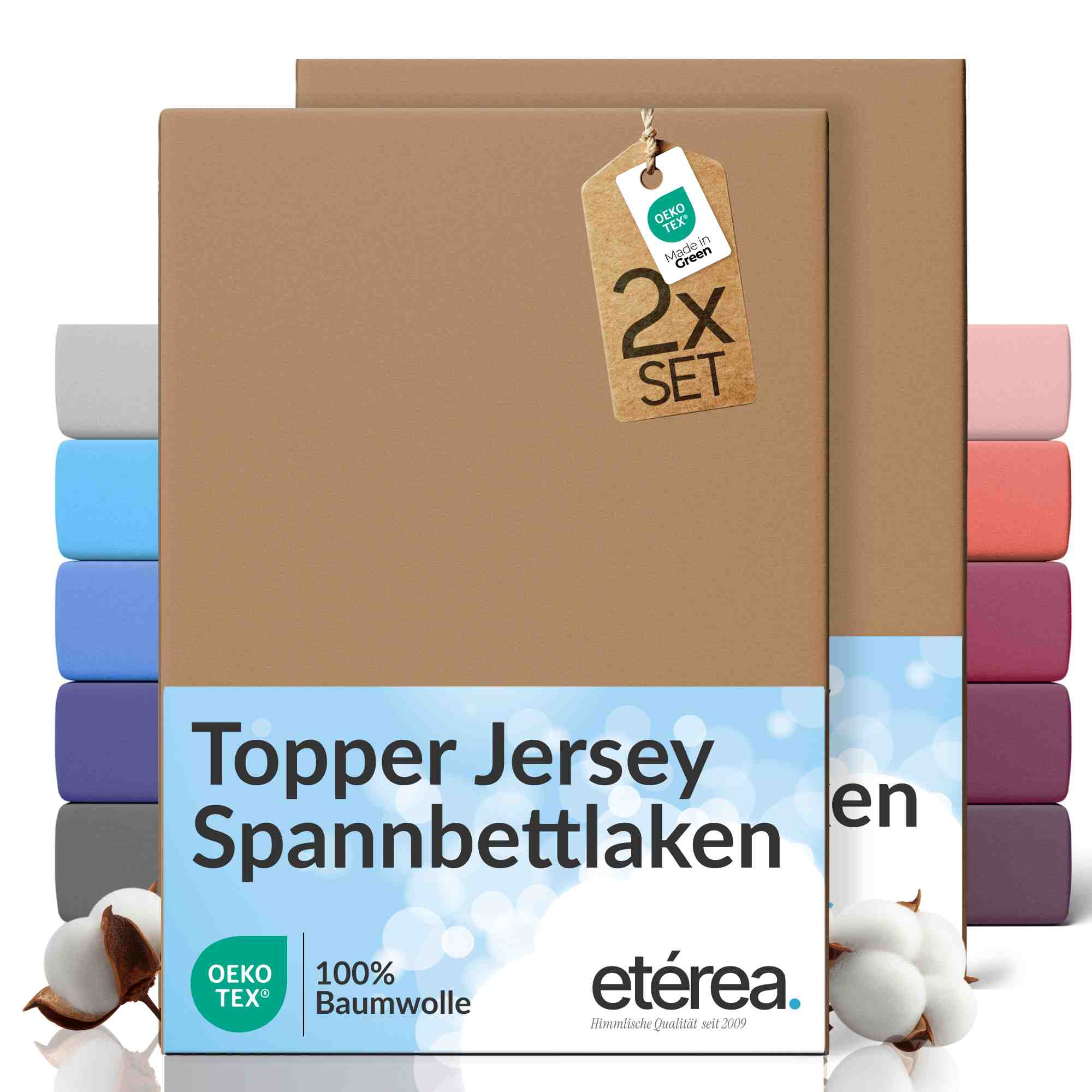 etérea 2 Stück Comfort Jersey Topper Spannbettlaken