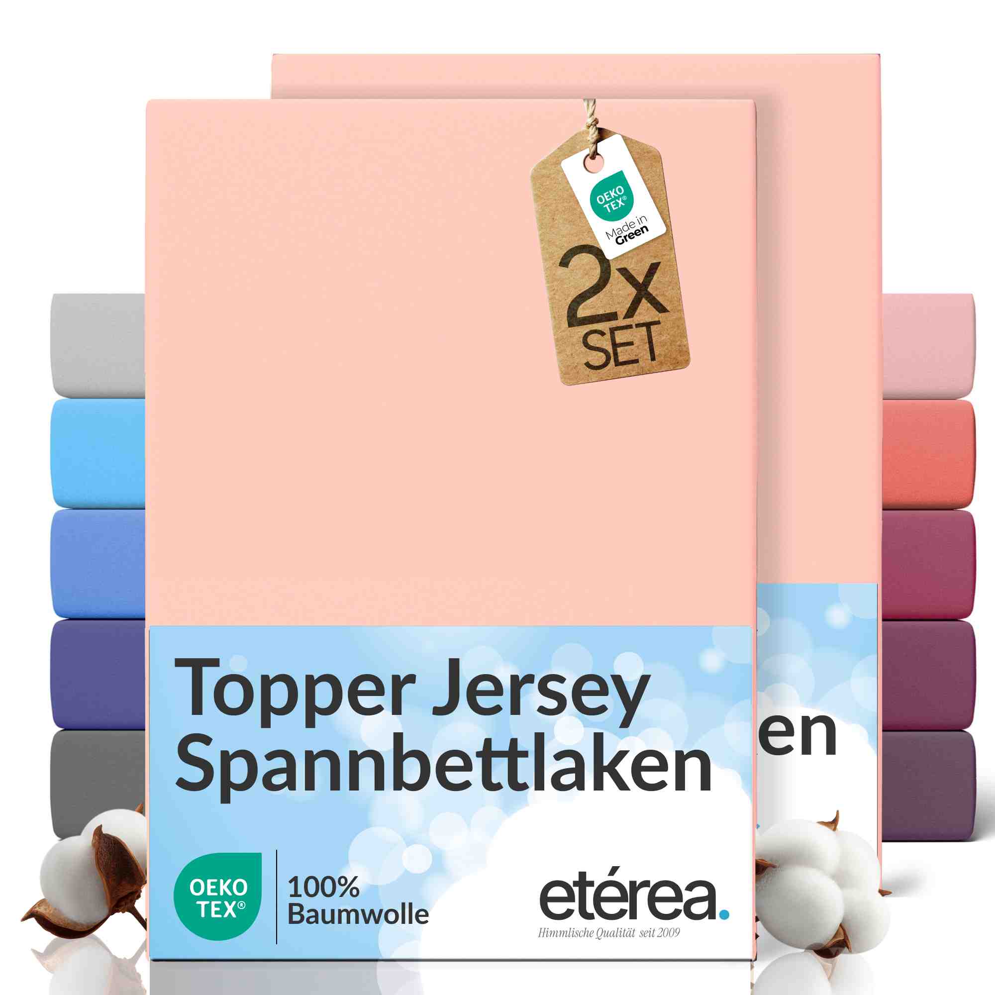 etérea 2 Stück Comfort Jersey Topper Spannbettlaken