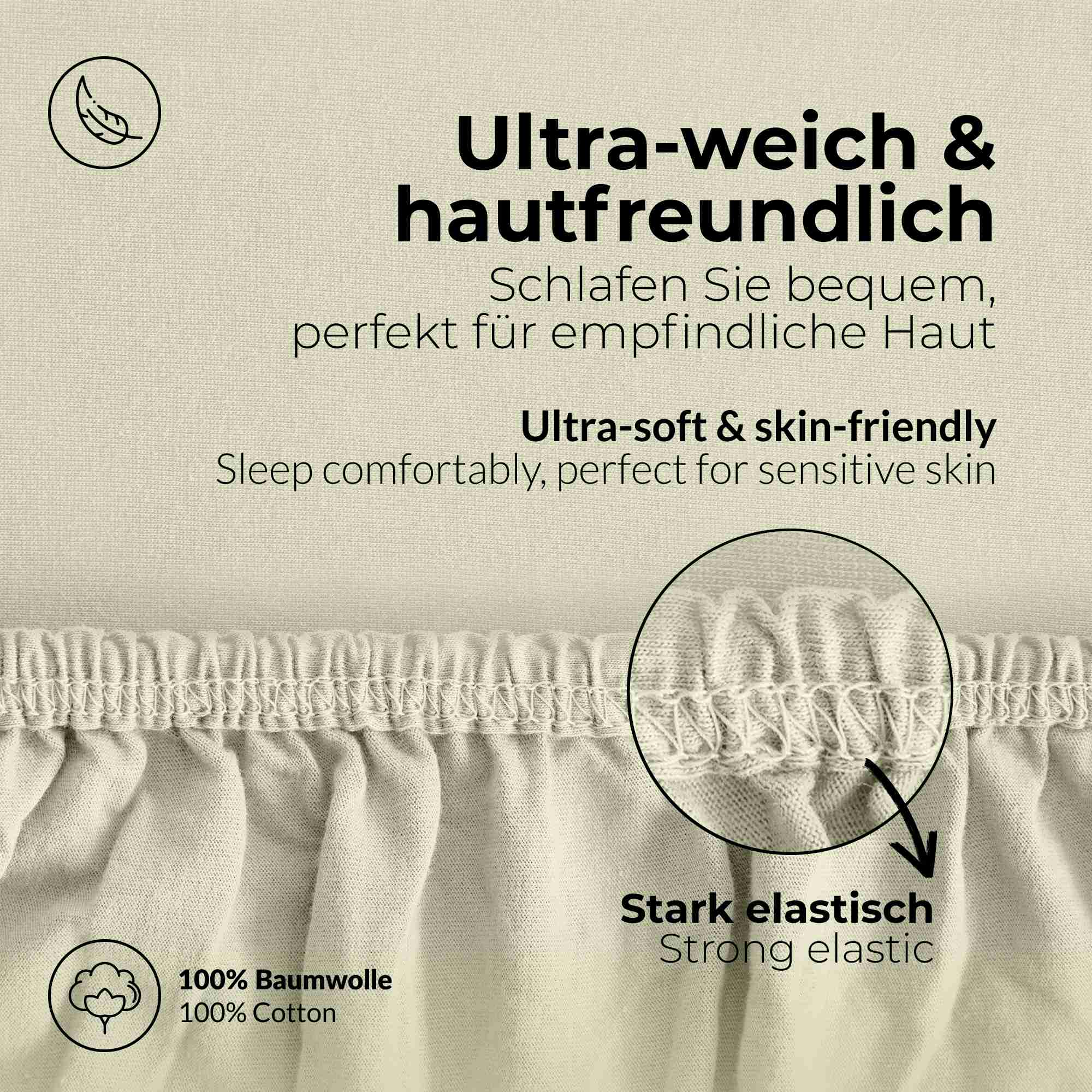 etérea 2 Stück Comfort Jersey Topper Spannbettlaken