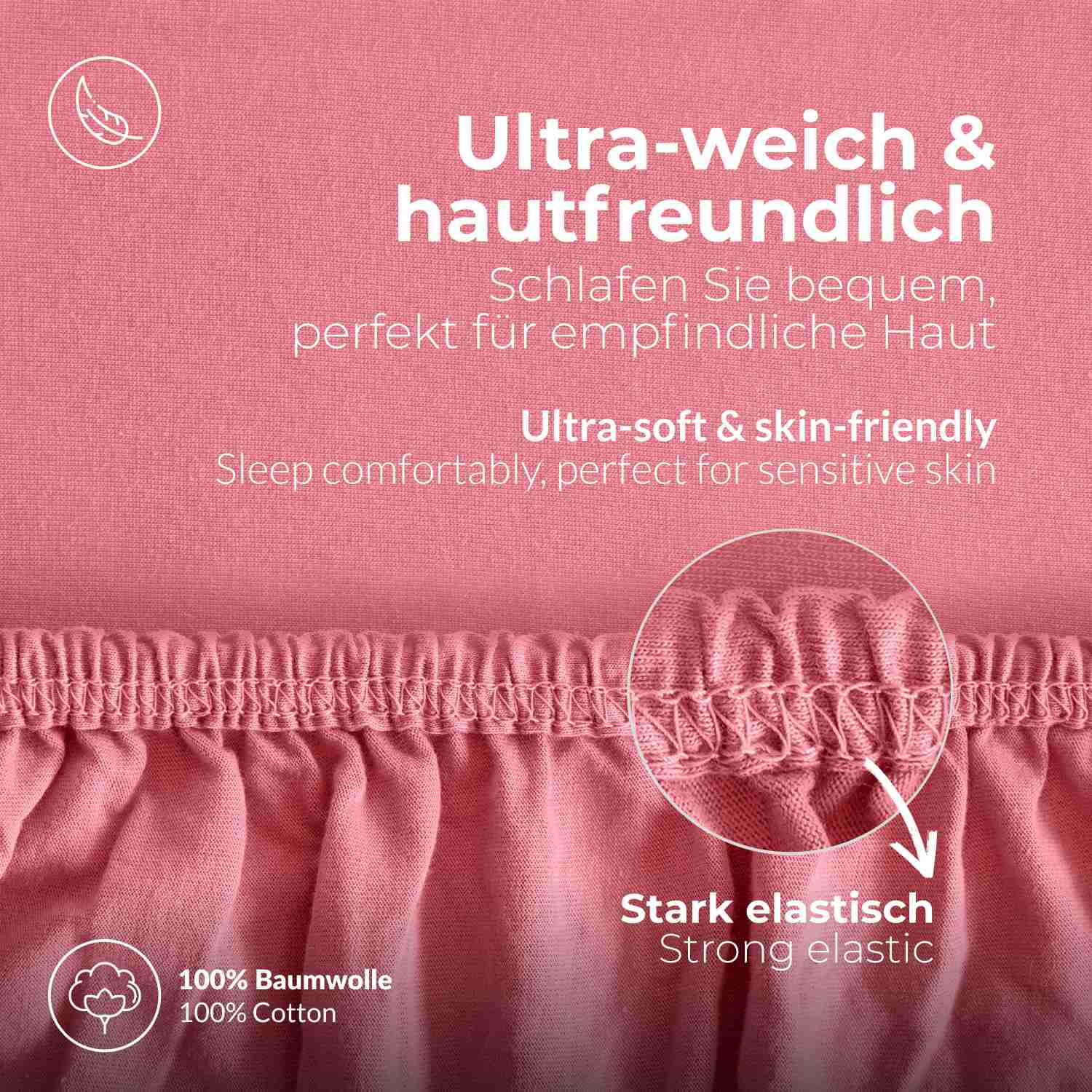 etérea 2 Stück Comfort Jersey Topper Spannbettlaken