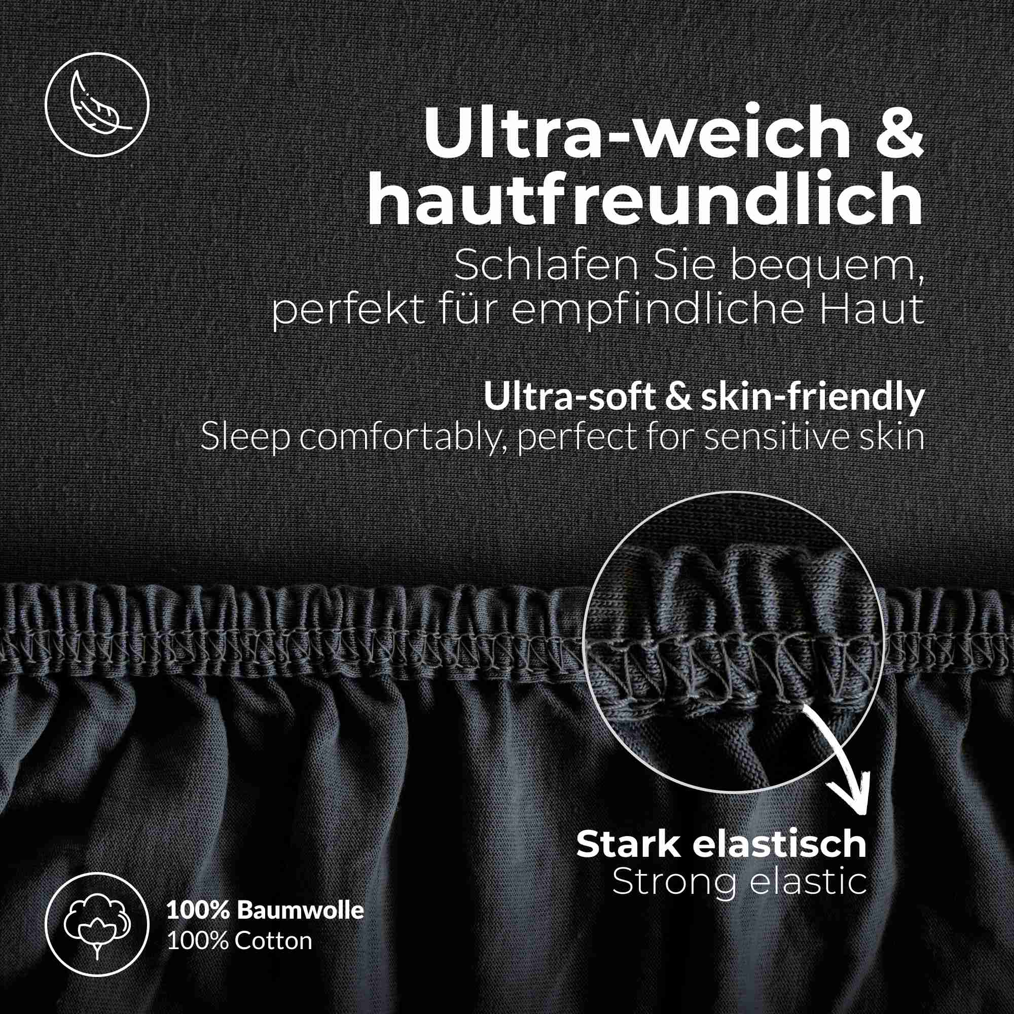 etérea 2 Stück Comfort Jersey Topper Spannbettlaken