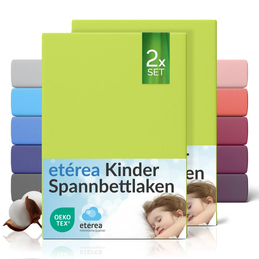 etérea Comfort Jersey Kinder Spannbettlaken Doppelpack - 60x120 - 70x140 cm