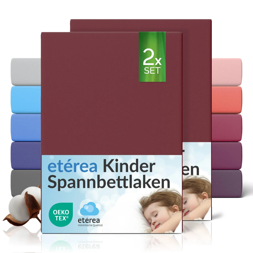 etérea Comfort Jersey Kinder Spannbettlaken Doppelpack - 60x120 - 70x140 cm