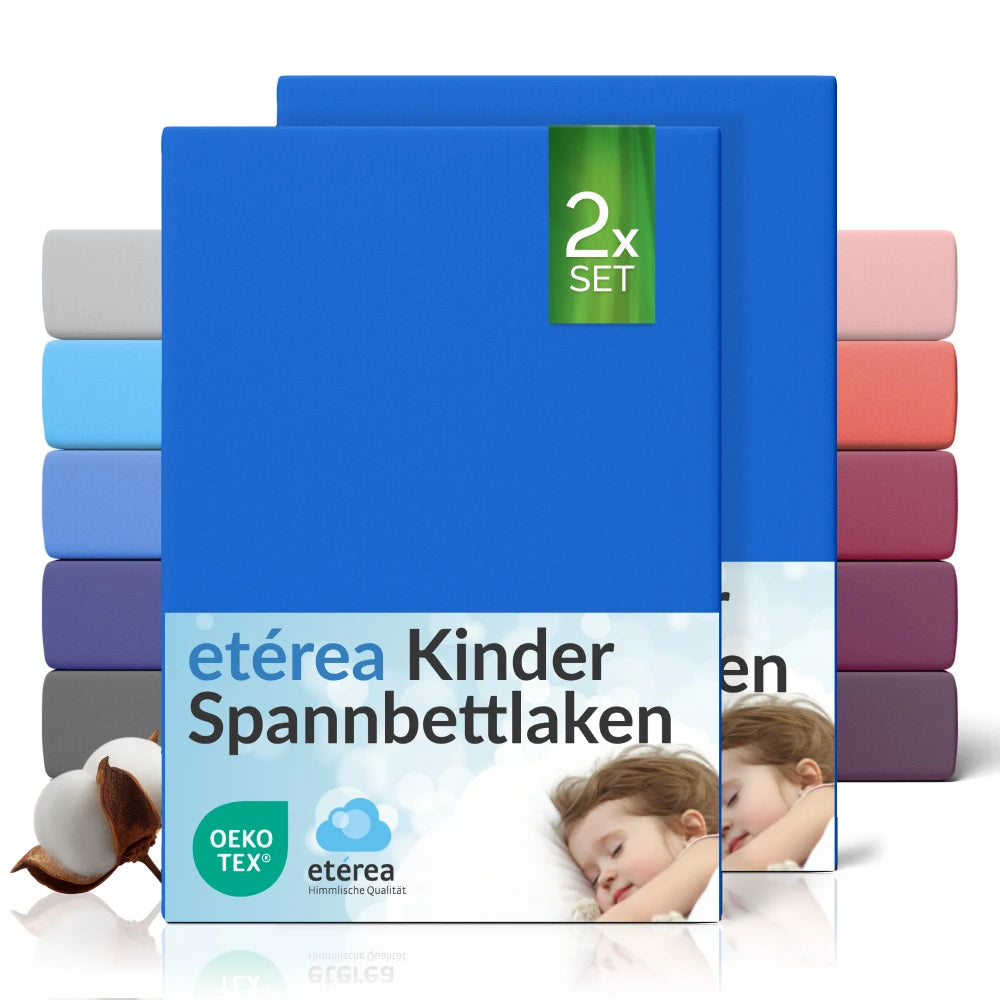 etérea Comfort Jersey Kinder Spannbettlaken Doppelpack - 60x120 - 70x140 cm