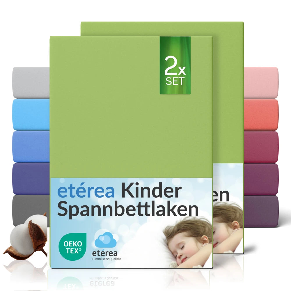 etérea Comfort Jersey Kinder Spannbettlaken Doppelpack - 60x120 - 70x140 cm