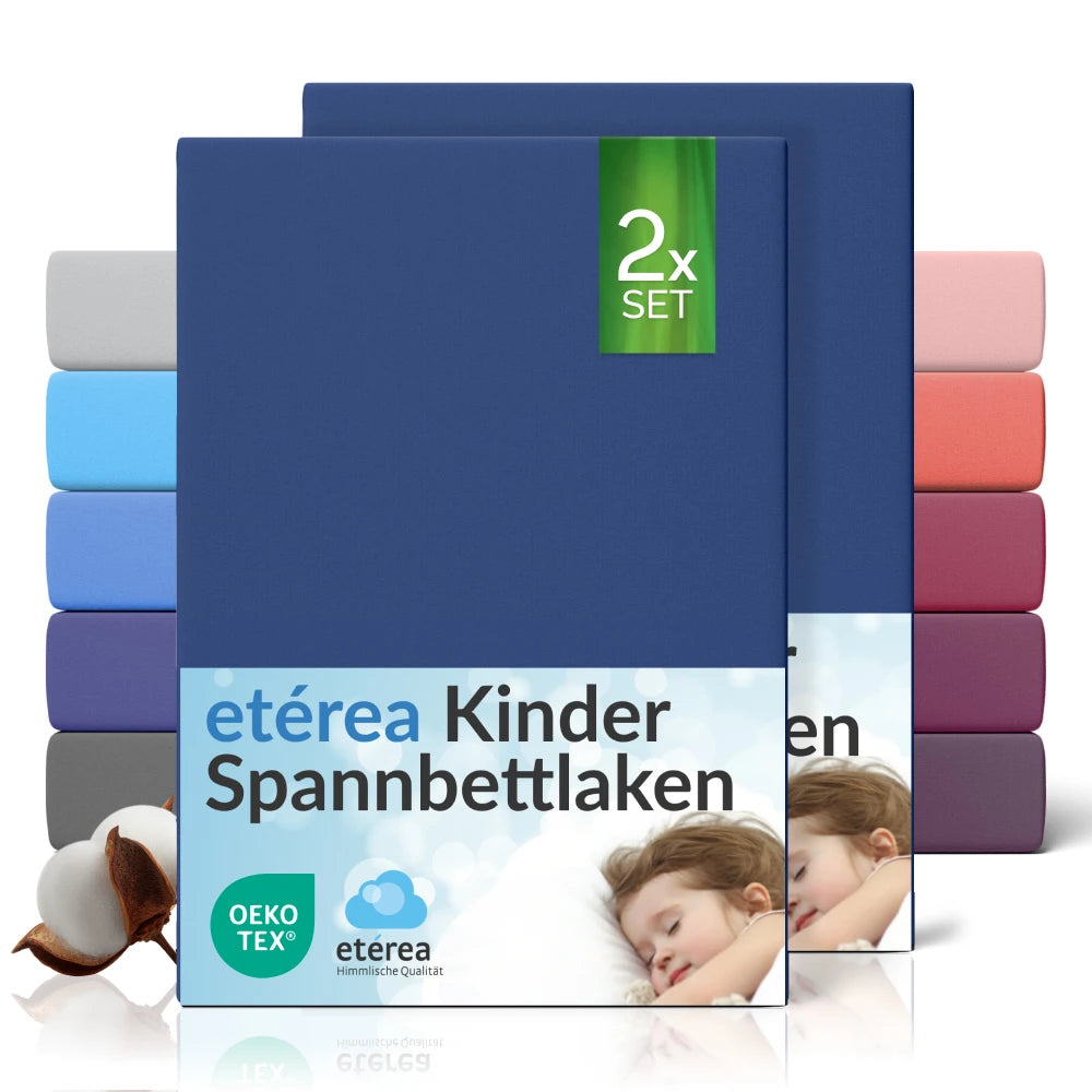 etérea Comfort Jersey Kinder Spannbettlaken Doppelpack - 60x120 - 70x140 cm