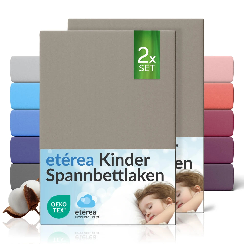 etérea Comfort Jersey Kinder Spannbettlaken Doppelpack - 60x120 - 70x140 cm